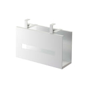 Yamazaki Tower Washbasin Under-Cabinet Tissue Box Holder, Holder That Grips the Shelf of a Wall Cabinet Over a Washbasin and Floats a Tissue Box in the Dead Space, Slide the Box in From the Side, Holds 500 g, 25 x 8.5 x 18.5 cm and 850 g, White or Black
