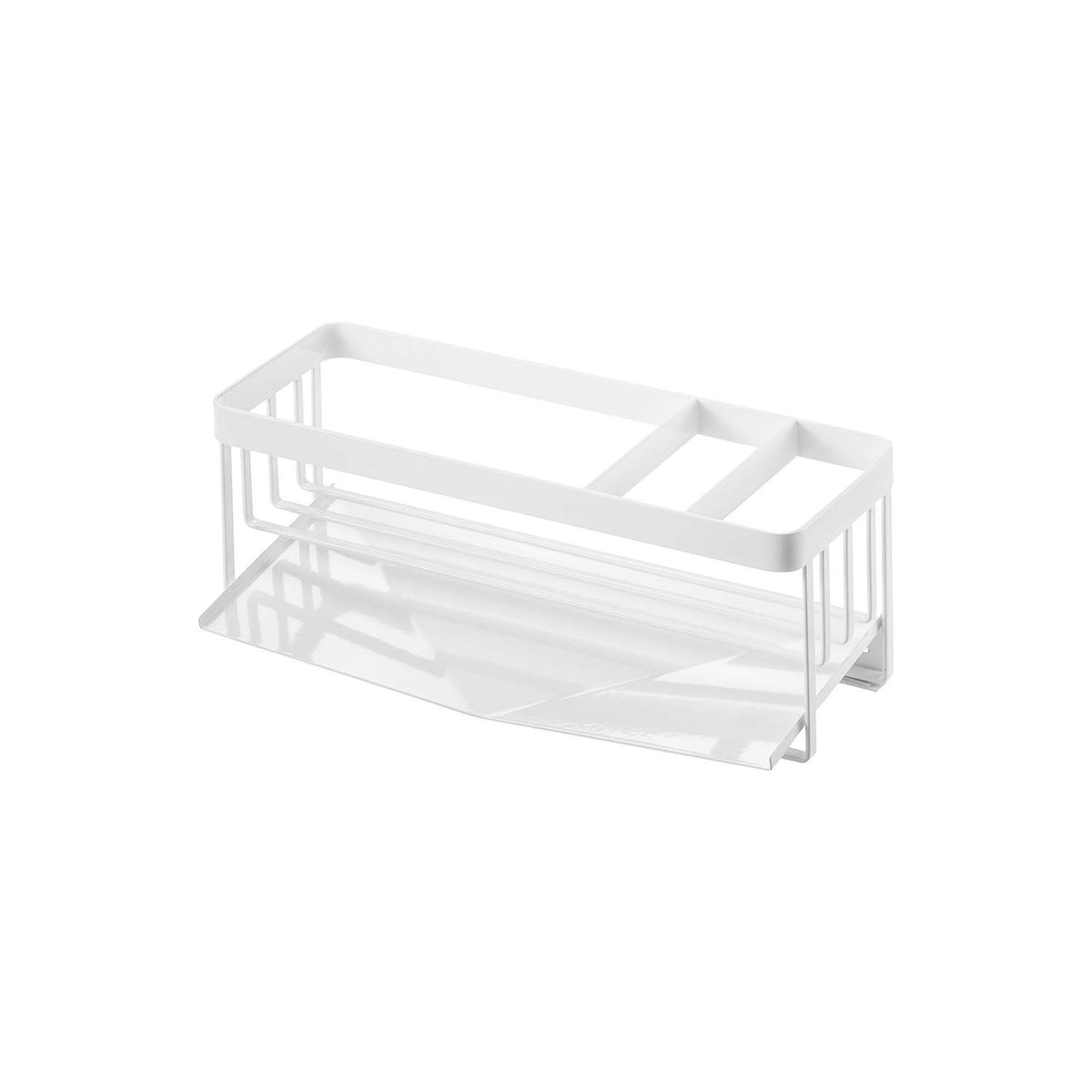 Yamazaki Tower Draining Sponge and Bottle Holder, Sponge and Bottle Holder with a Draining Tray that Sends Water Back into the Sink, 25 x 10 x 9.5 cm and 535 g, White or Black