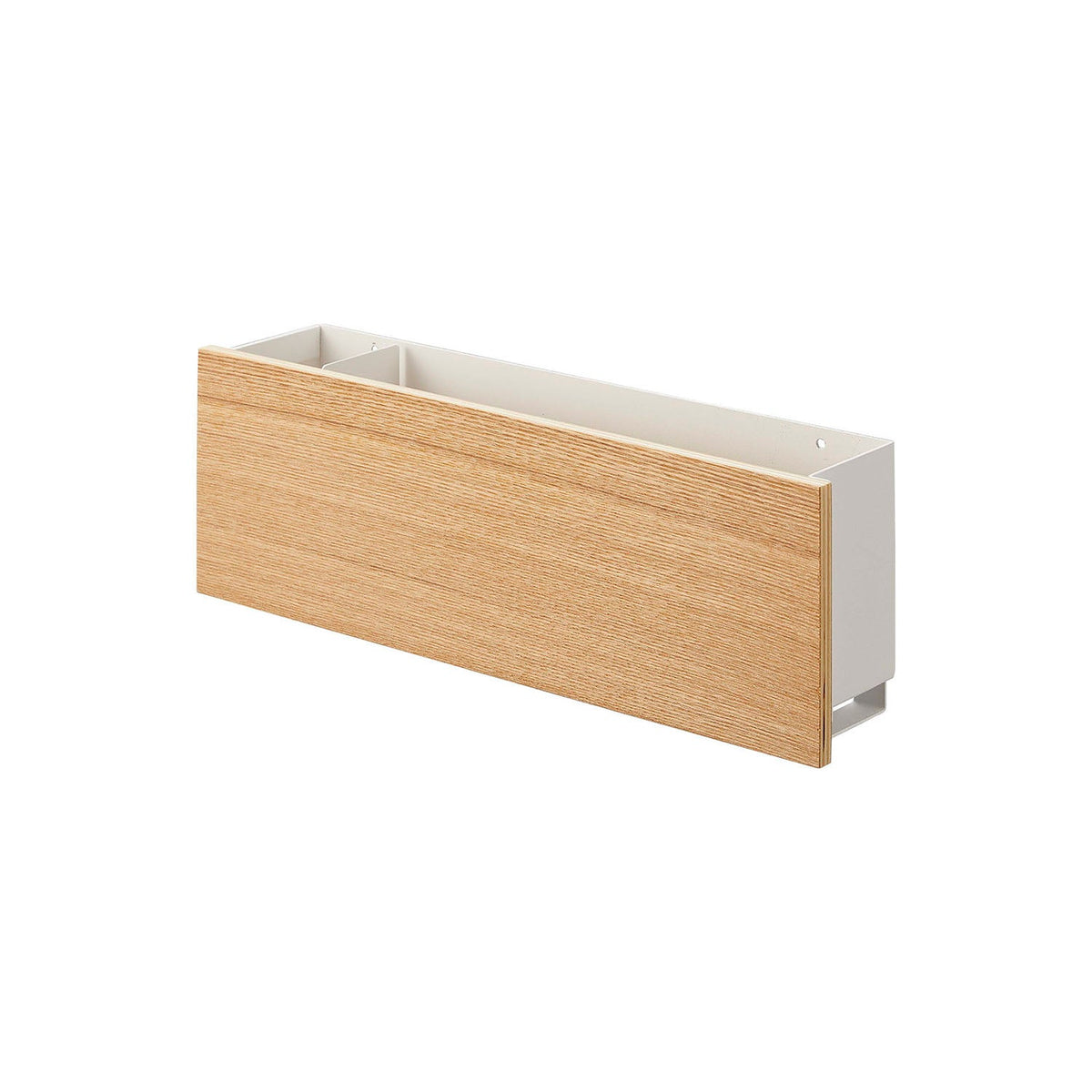 Yamazaki Rin Plasterboard Tablet and Remote Holder, Wall Holder for a Tablet and Remotes Fixed With Plasterboard Pins That Charges the Tablet While Stored, Holds 3 kg, 33 x 7 x 11.5 cm and 23.5 x 2.2 x 4 cm and 800 g, Brown or Natural