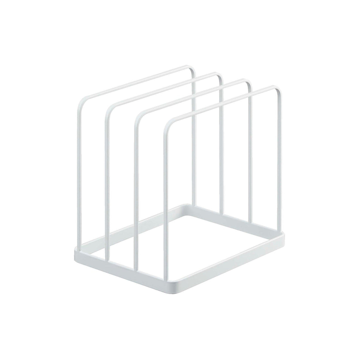 Yamazaki Tower Tray Stand, Stand That Keeps Oven Trays, Kitchen Trays and Cutting Boards Upright in 4 cm Slots to Save Space, Fits a Spare Hot Plate Top Too, Cushions Included, 19.5 x 16 x 19.5 cm and 530 g, White or Black