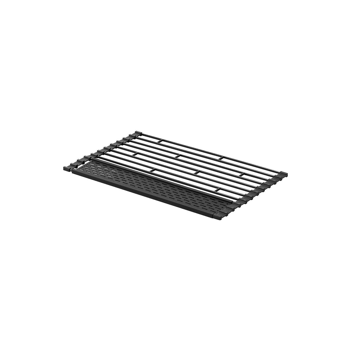 Yamazaki Tower Roll-Up Over-Sink Drying Rack with Silicone Tray, S, Roll-Up Steel Sink Rack with a 220 C Silicone Tray for Picks and Small Items, Holds 4 kg, 42 x 26 x 0.8 cm and 580 g, White or Black