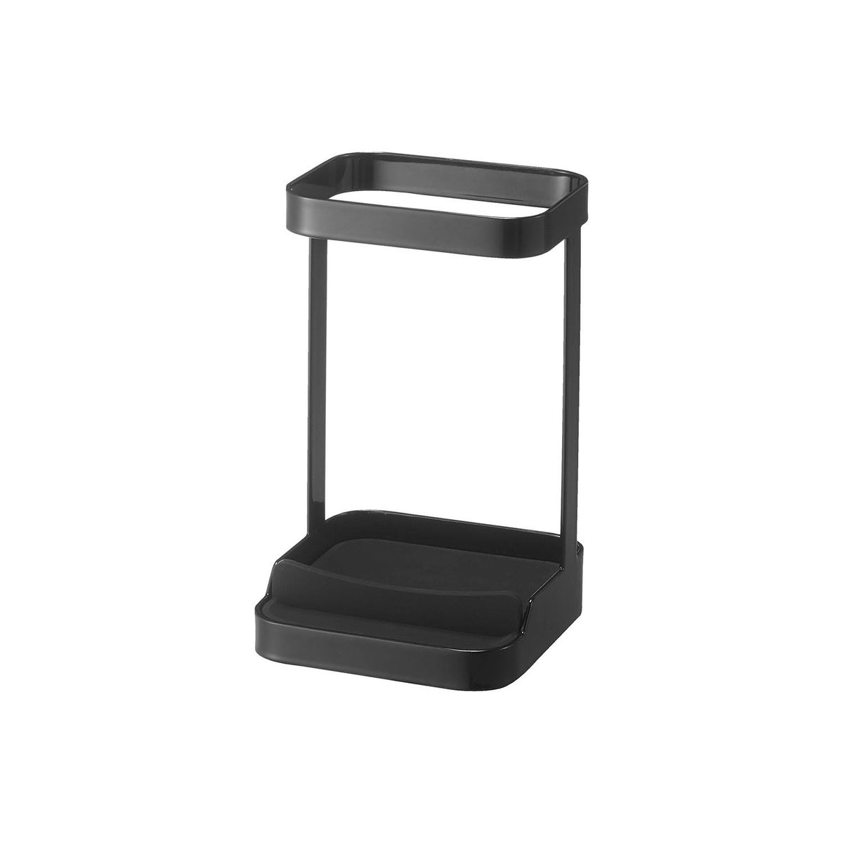 Yamazaki Tower Hair Iron Stand with a Heat-Resistant Tray, Hair Iron Stand with a 250 C Silicone Tray for Resting a Hot Iron and a Hook for Hair Ties, 10.5 x 10.5 x 16.5 cm and 350 g, White or Black