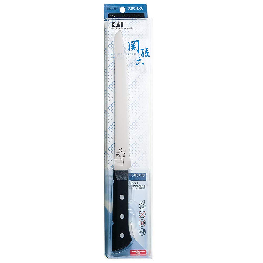KAI Seki Magoroku Wakatake Bread Knife 210 mm AB5425 with Serrated Stainless Blade and Dishwasher-Safe Resin Handle, Made in Japan