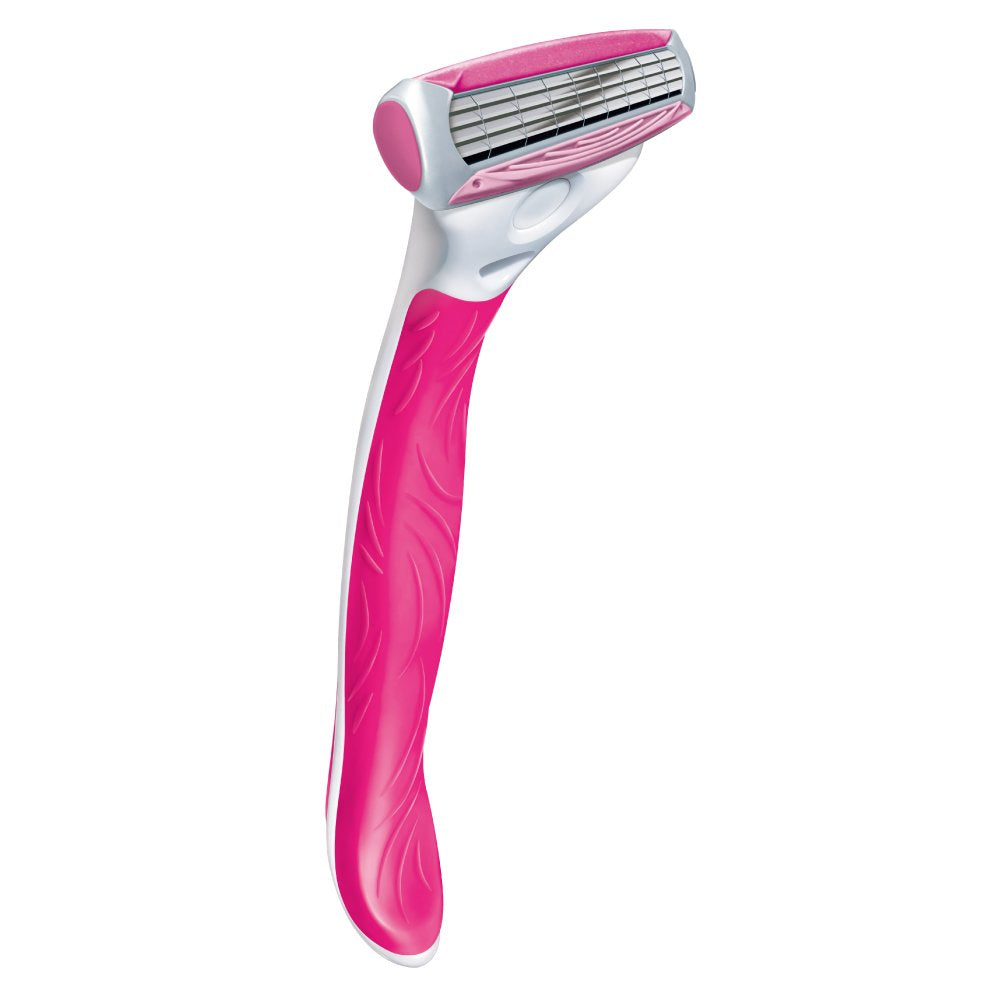 Schick Quattro 4 for Women Razor, 4-Blade Holder with Spare Blade, Papaya Essence and Pearl Smoother, Pink