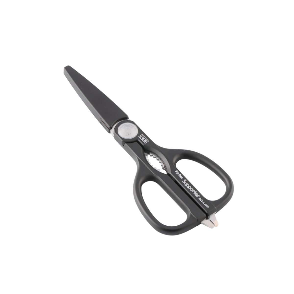 Nikken Supporter Detachable Kitchen Shears 75893S, Stainless Steel Multi-Purpose Scissors with Blade Cap, 230 mm, Black