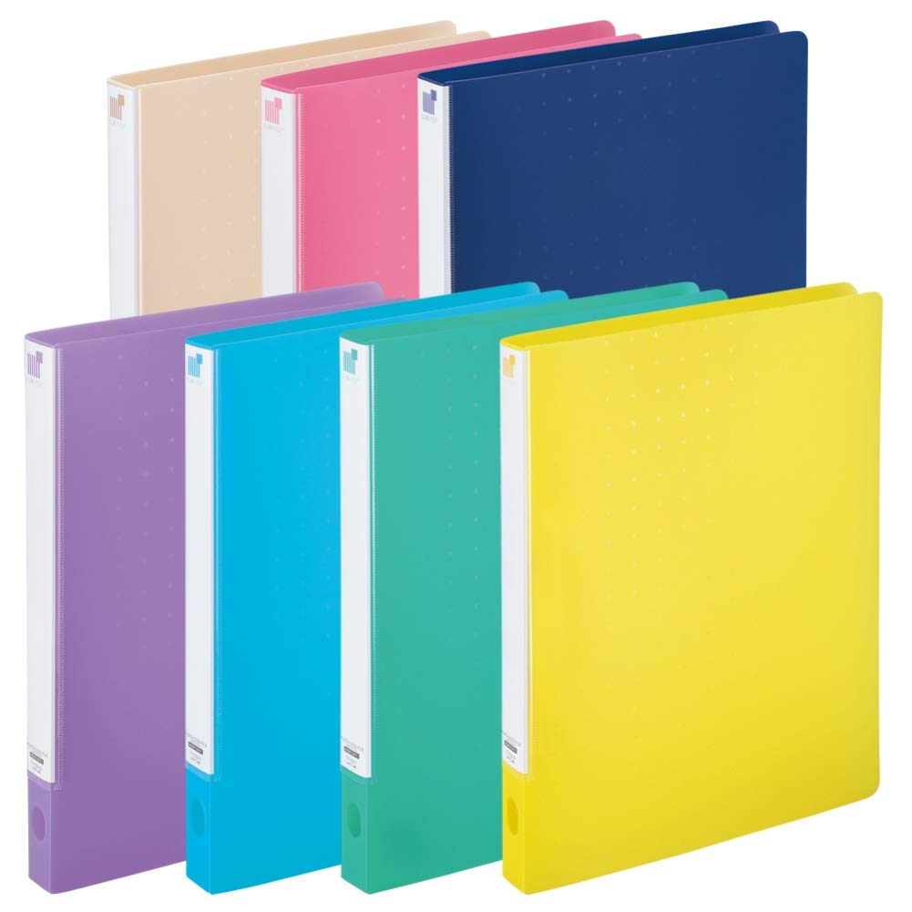 Lihit Lab Punchless File F7032, One-Touch Lever Clamp Binder A4-S for 160 Sheets, PP Cover with Finger Hole, 28 x 245 x 306 mm, 176 g, 7 Colours