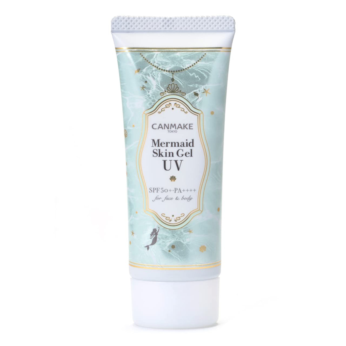 Canmake Mermaid Skin Gel UV SPF50+ PA++++, Watery Sun Gel and Makeup Base for Face and Body, 40 g