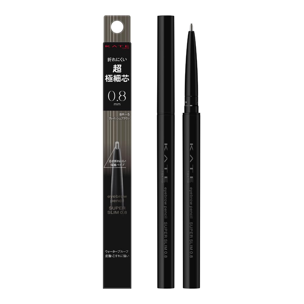 Kate Eyebrow Pencil Super Slim 0.8, Waterproof Mechanical Brow Pencil with Ultra-Fine 0.8 mm Break-Resistant Core and Protective Pipe, 6 Shades