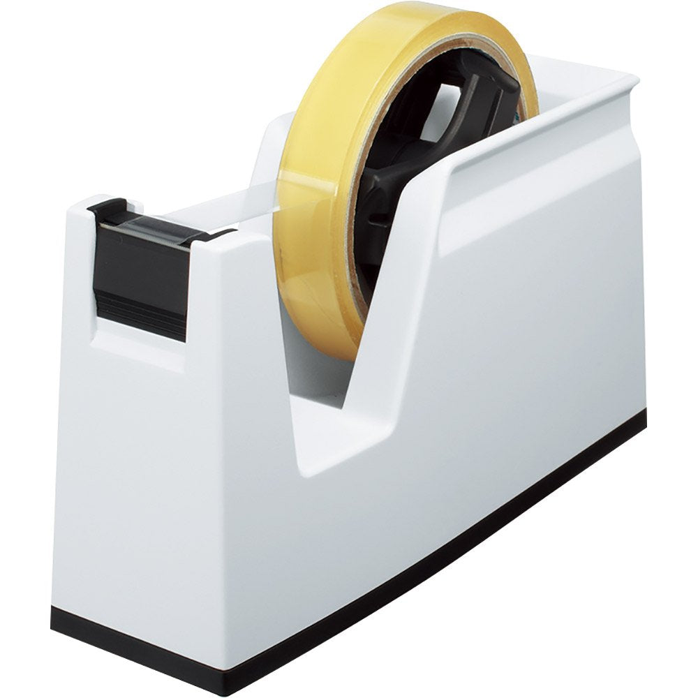 KOKUYO Karu Cut Desktop Tape Cutter T-SM100, Light-Force Special Blade for Large and Small Tape Rolls, 18.6 x 6.6 x 10.6 cm in White, Black or Green