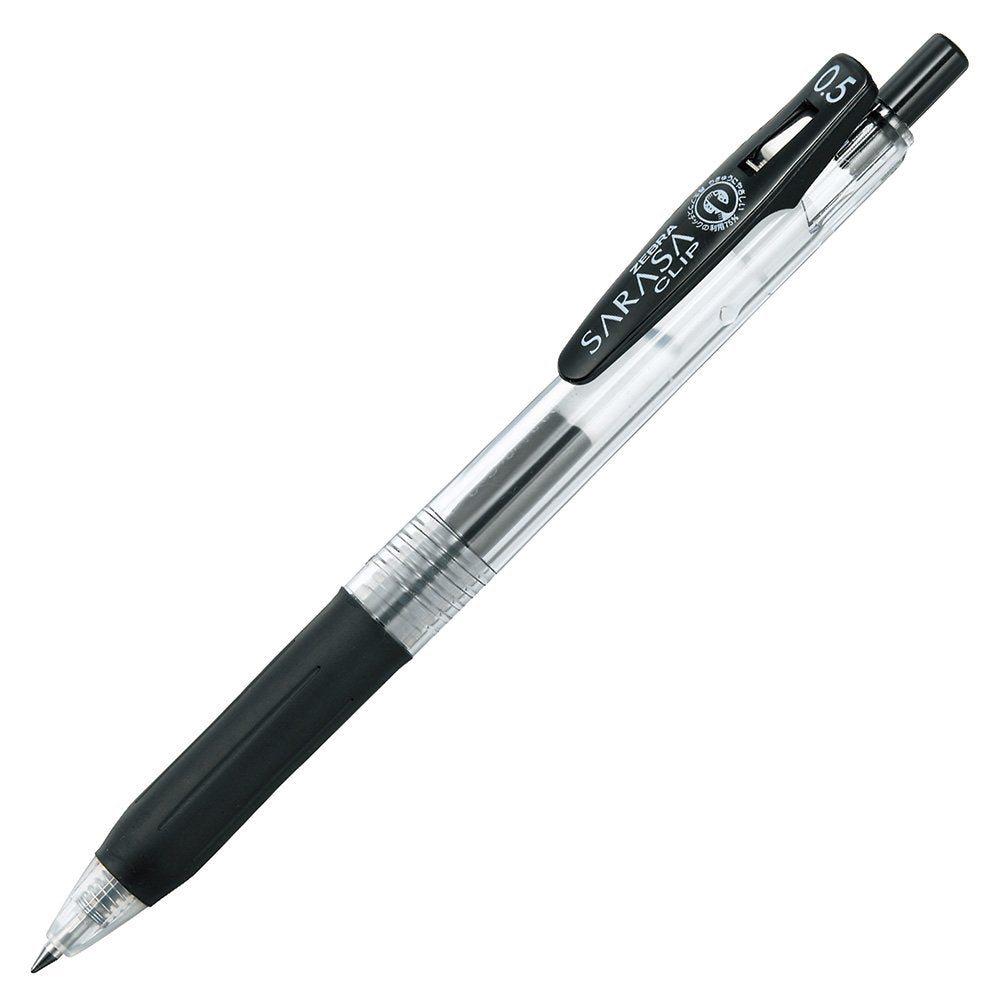 ZEBRA Sarasa Clip Gel Ballpoint Pen 0.5 mm Black, Waterproof Pigment Ink with Binder-Clip Style Clip, Pack of 10, 20 or 50 Pens, P-JJ15-BK10