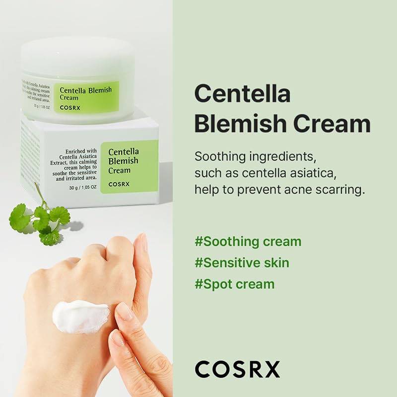 COSRX Centella Blemish Cream, Calming Centella Cream for Sensitive and Irritated Spots, 30 mL