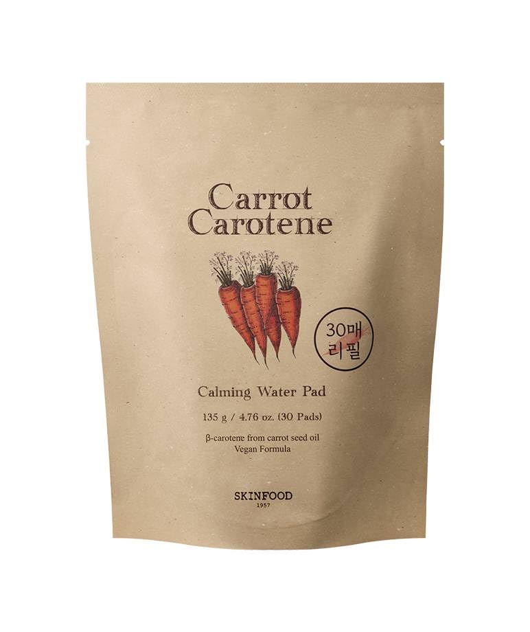 Skinfood Carrot Carotene Calming Water Pad Refill, Thick Cotton Toner Pads with Carrot Seed Oil, 30 Pad Pouch, 135 g