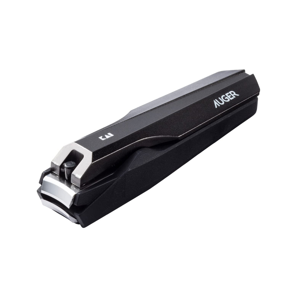 KAI AUGER Nail Clipper M Standard, Black Metal Lever Clipper With Etched Nail File And Removable Cover
