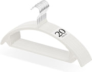 Titiroba Slim Non-Slip Clothes Hangers, 0.6 cm ABS Hangers with Fuzzy Surface and Rotating Hook, 44.5 x 20.5 cm, Ivory, Black, Grey, Beige or Salmon Pink, 20, 30 or 50 Pieces