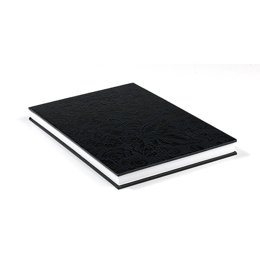 Taniguchi Shodo Goshuin Book URP-M1, Urushi Paper Cover with Embossed Pattern, 24-Fold Accordion Book with Iyo Hosho Paper, 182 x 121 mm and 169 g, Black, Red or Brown