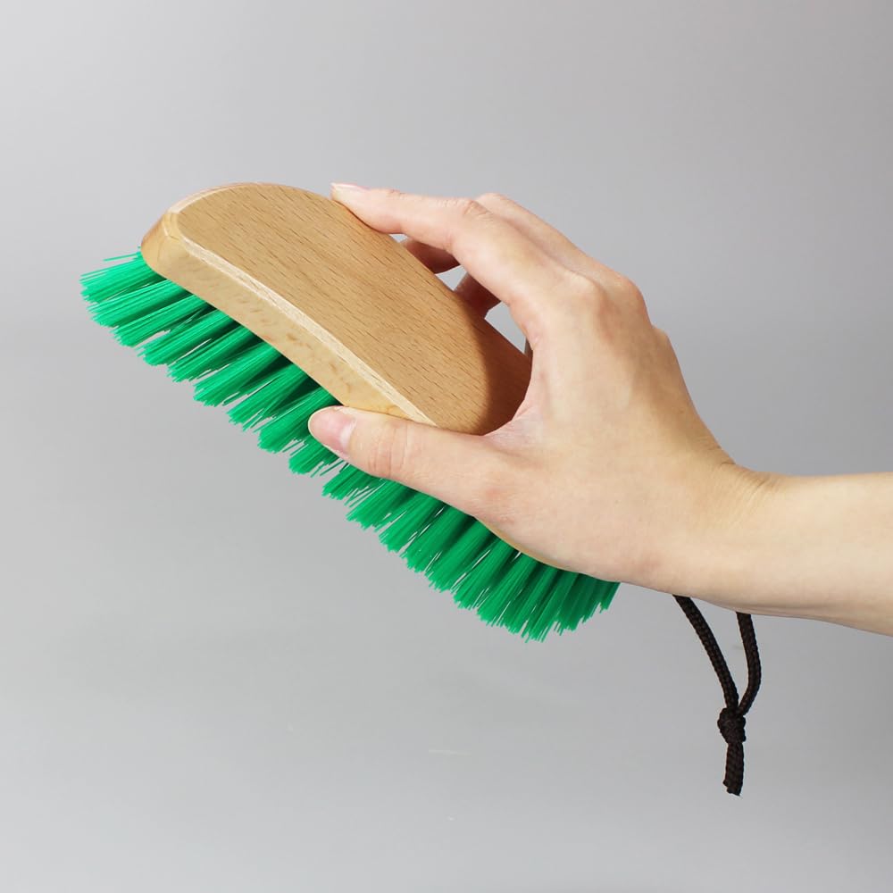 Azuma Handy Deck Brush, Wooden-Handle Scrub Brush for Entrance Tiles and Concrete, 21 x 5 x 6 cm, Synthetic, Fern or Pakin Fibre