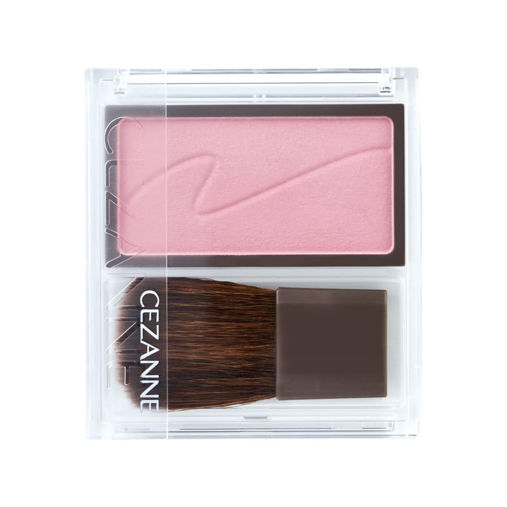 Cezanne Cheek Blush, Moist Powder Blush with Brush in Six Shades, Foggy Rose, Cinnamon Brown, Milk Mauve, Pure Pink, Maple Apricot or Flower Coral, Made in Japan