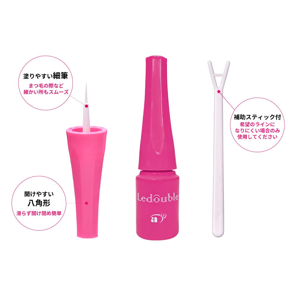 Adult Eyelid Fold Liquid, Water-Resistant Film-Shrinking Double-Eyelid Solution with Collagen and Fine Brush, 2 mL, 2 mL x 2 Set
