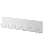 Yamazaki Plate Magnetic Kitchen Tool Hook, Six-Hook Steel Rail for Utensils on Steel Surfaces, 24.5 x 3 x 6 cm and 230 g, Holds 1.5 kg, White