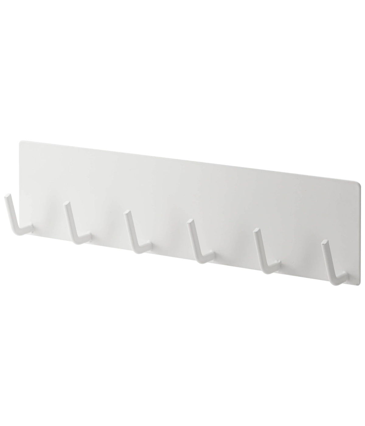 Yamazaki Plate Magnetic Kitchen Tool Hook, Six-Hook Steel Rail for Utensils on Steel Surfaces, 24.5 x 3 x 6 cm and 230 g, Holds 1.5 kg, White