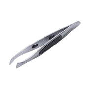 KAI Slant-Tip Eyebrow Tweezers HK0425, Stainless Steel Tweezers with Soft Non-Slip Grip Pads, Silver