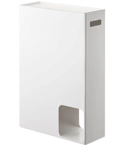 Yamazaki Plate Toilet Paper Stocker for 12 Rolls, Slim Steel Cabinet with Tray Top and Hand Hole, 33 x 12.5 x 48 cm and 2.9 kg, White