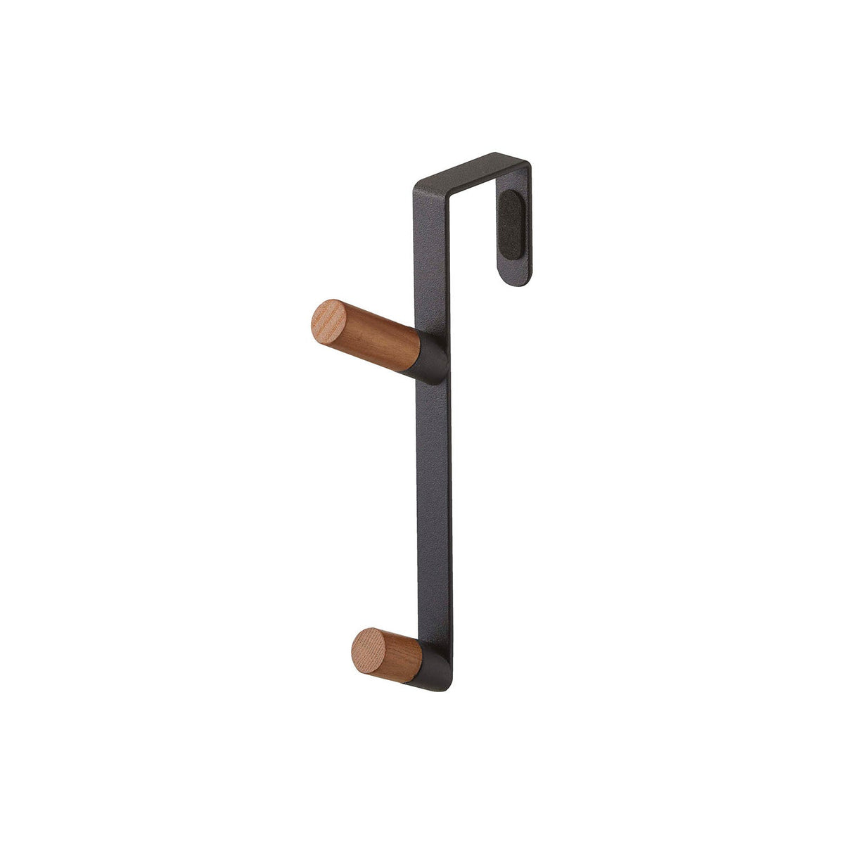 Yamazaki Tower Over-the-Door Hanger with Wooden Hooks, Over-the-Door Hanger With Natural Wood Hooks for Hangers, Hats and Bags, Hooks Over a Door or Folding Door up to 3.6 cm Thick, Holds 2 kg Per Hook, 1.5 x 9.8 x 18 cm and 80 g, White or Black