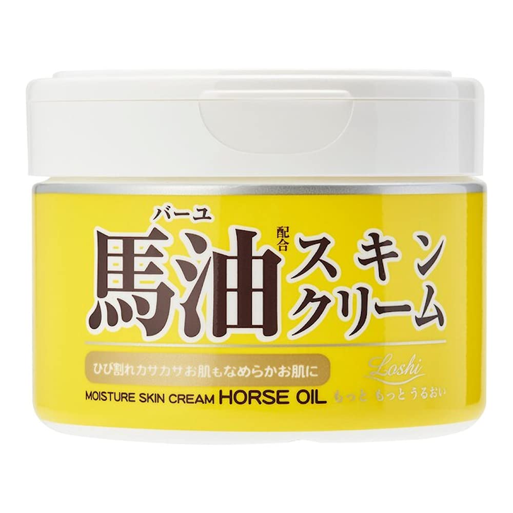 Loshi Moisture Skin Cream Horse Oil, 220 g Jar Moisturizing Cream with Urea and Squalane