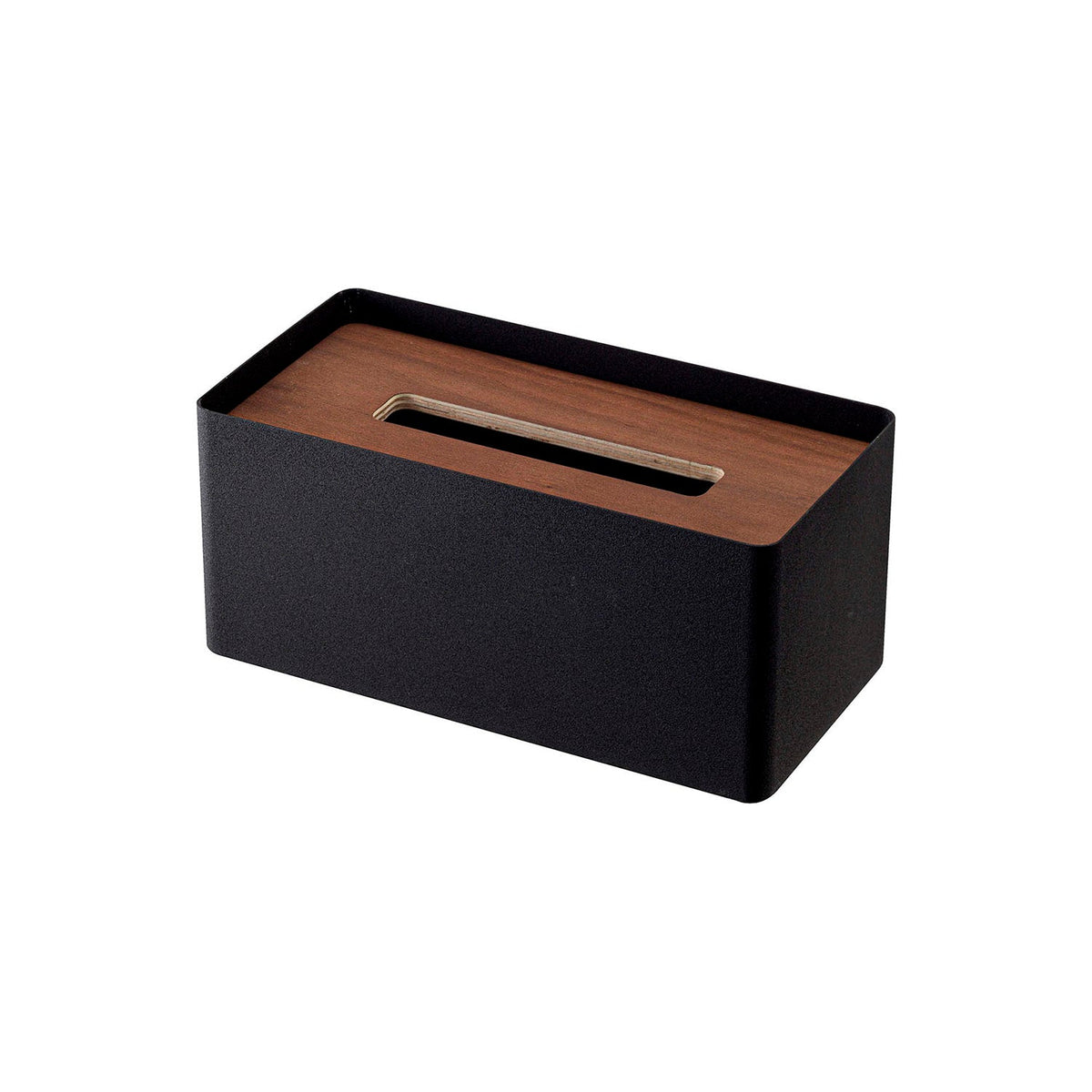 Yamazaki Rin Lidded Tissue Case for Thick Boxes, Steel Case with a Wood Lid for Tissue Boxes up to 10 cm High, Including Thick and Imported Boxes, 26 x 13 x 11.5 cm and 1100 g, Brown or Natural