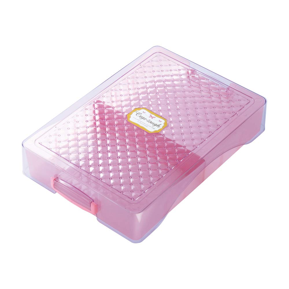 Sonic Crys-Tough School Tool Box GS-1392, Crack-Resistant Clear Polycarbonate Box with Divider and Name Sticker, Fits a School Desk and a 30 cm Ruler, 235 x 343 x 64 mm, Violet or Blue