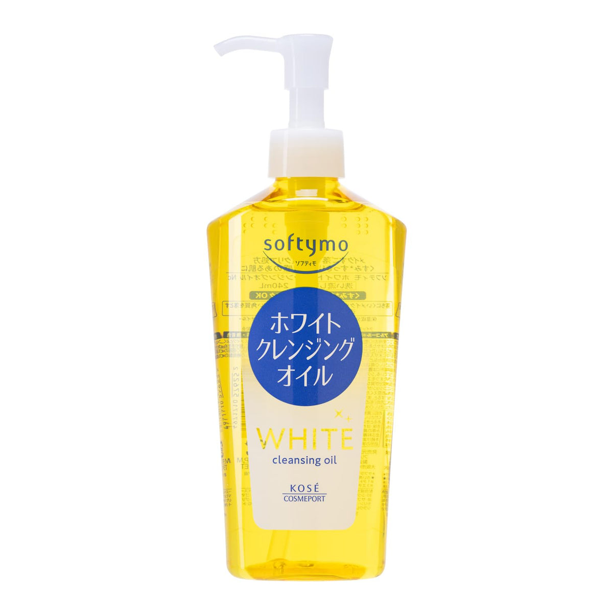 Softymo White Cleansing Oil Nc, Keratin-Clear Makeup Remover Oil with 5 Organic-Certified Botanical Oils, Eyelash-Extension Safe, 240 mL