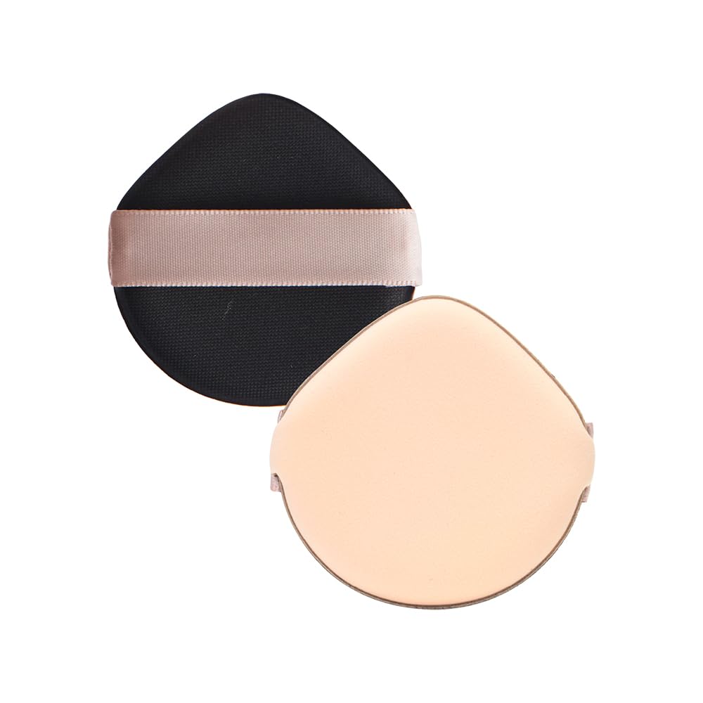 Cezanne Cushion Foundation Replacement Puff, Teardrop-Shaped Puffs for Wide Areas and Fine Details, Beige, Set of 2
