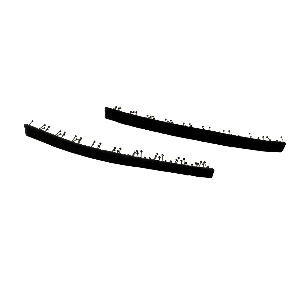 Slim Rectangle No-Crease Hair Clips for Bangs, Set of 2, Made in Japan, Glitter, Faux Leather and Velvet, 74 x 5.8 mm