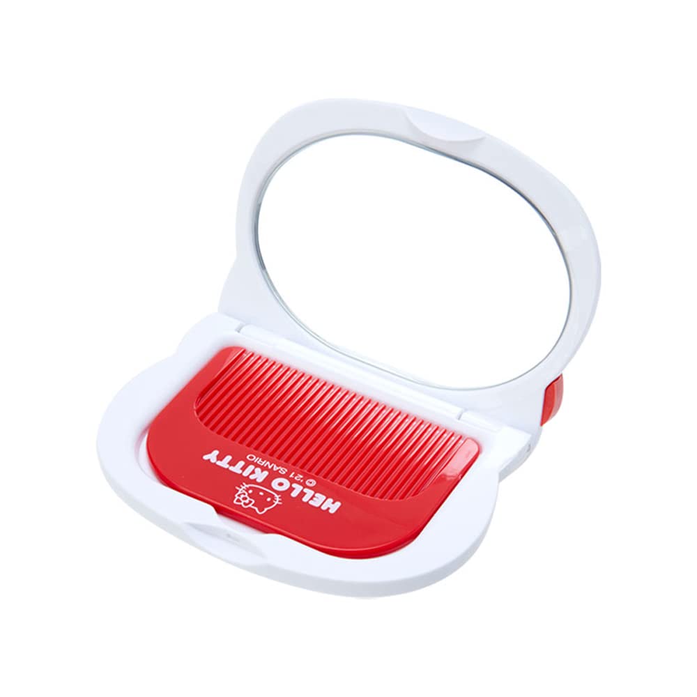 Sanrio Character Face-Shaped Folding Mirror and Comb Set, Compact Pocket Mirror, 7 Characters