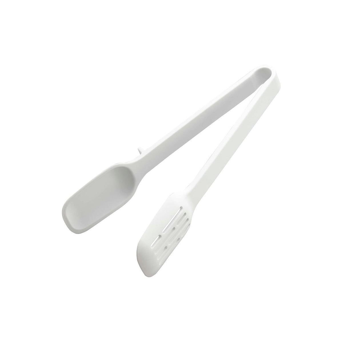 Yamazaki Tower Silicone Spoon Tongs, Spoon-Shaped Tongs That Grip, Scoop, Mix and Stir-Fry and Drain With a Slit on One Side, Tip Lifts Off the Counter, Heat Safe to 220 C, Dishwasher Safe, 10 x 4.5 x 22 cm and 65 g, White or Black