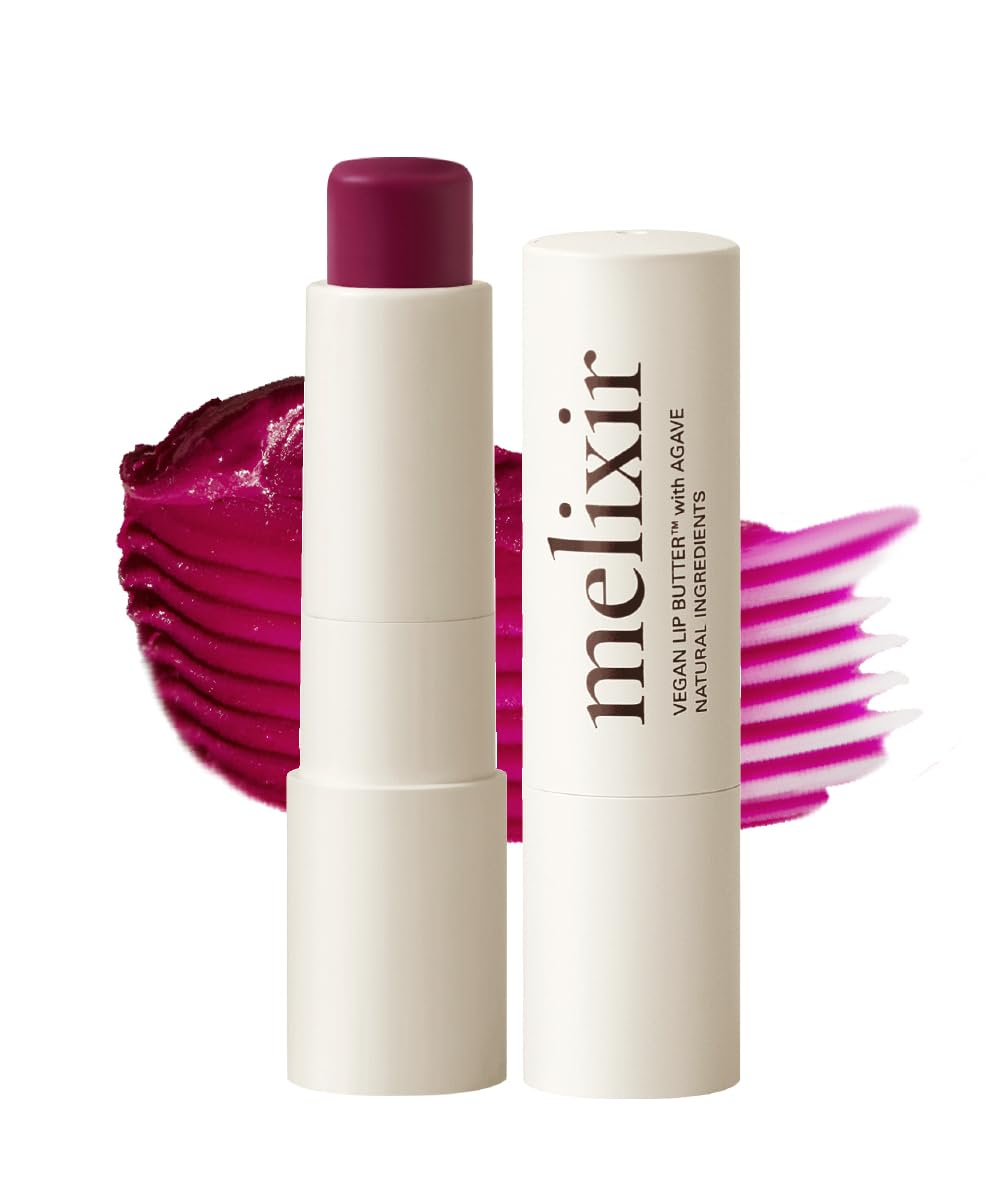 Vegan Lip Butter, Sheer Tinted Lip Balm with Agave, Shea Butter and Plant Oils for Dry Lips, 7 Shades