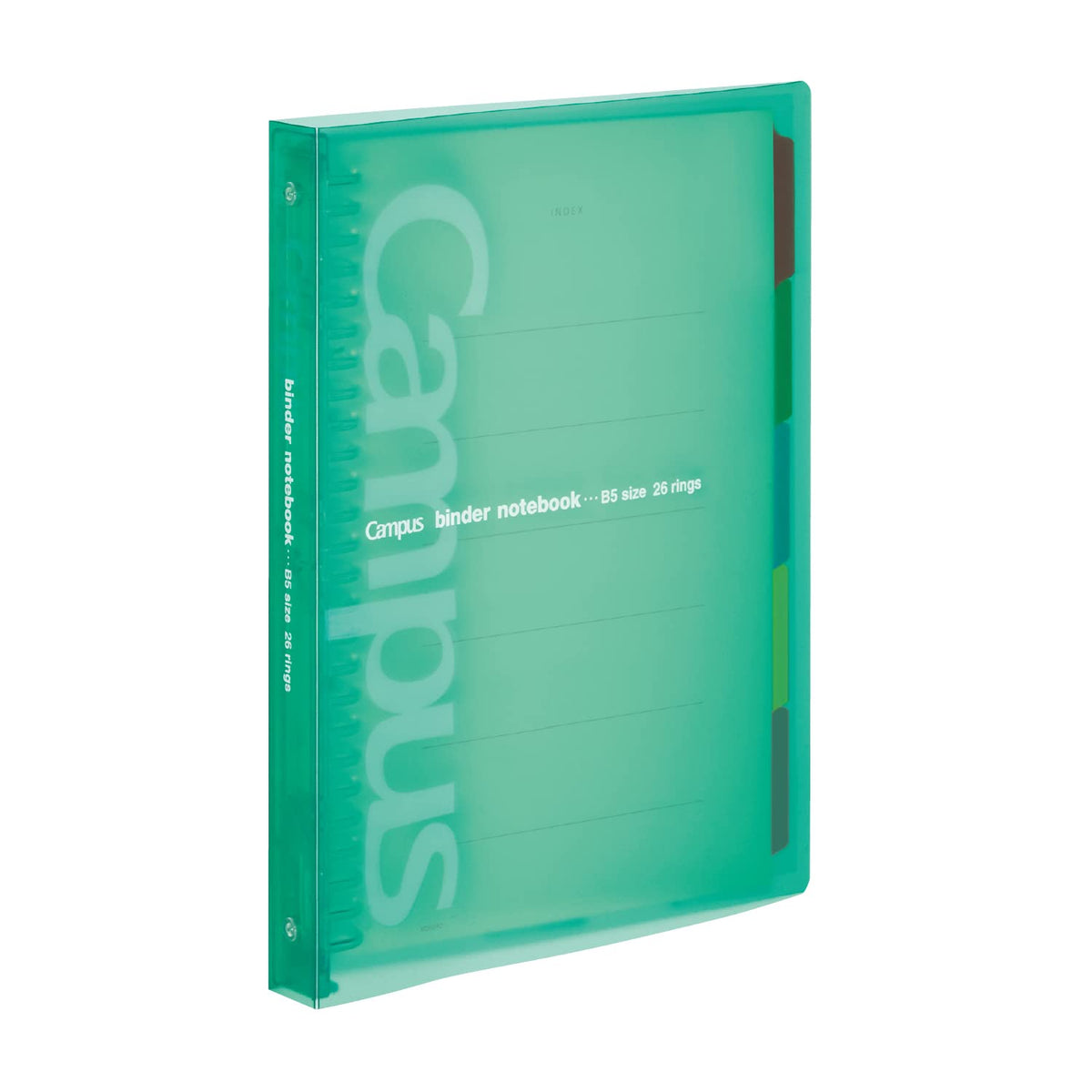 Kokuyo Campus Loose-Leaf Binder, B5 26 Holes for Up to 100 Sheets, Slide-Ring Plastic Binder with Translucent PP Cover, 272 x 215 x 29 mm, Eight Colours