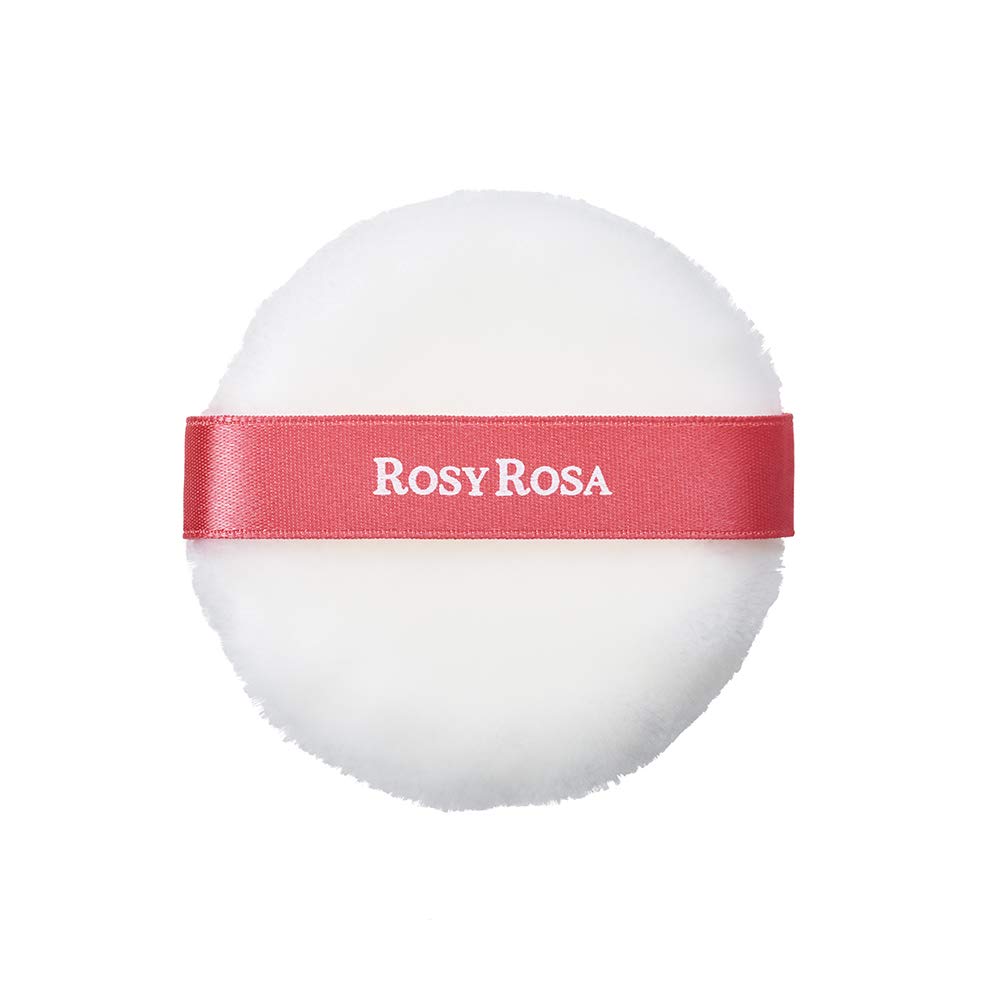 Rosy Rosa Velours Touch Puff 2P, Round Powder Puffs with Ribbon for Loose Powder, 60 mm, Set of 2