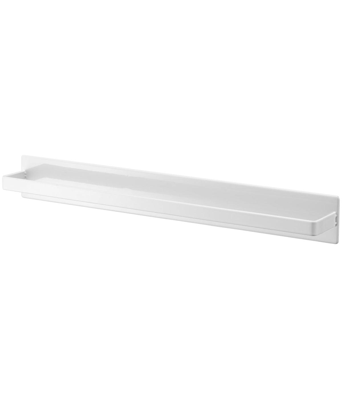 Yamazaki Tower Magnetic Bathroom Towel Hanger Wide, 40 cm Steel Towel Bar with Rubber Magnets and Two Hooks, 40 x 4.5 x 5 cm, White