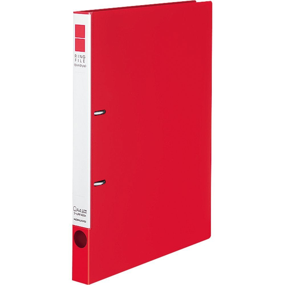 KOKUYO Slim Style Ring File A4 2-Hole 180 Sheets, 22 mm Ring, 307 x 243 x 27 mm, 158 g in Yellow-Green, Blue, Green, Yellow, Red or Dark Gray