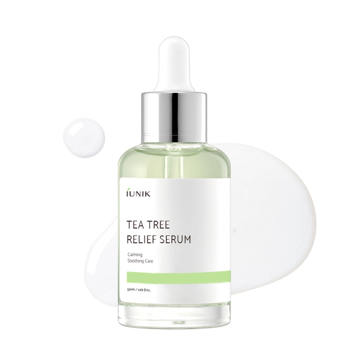 iUNIK Tea Tree Relief Serum, Tea Tree Leaf Water and Centella Calming Serum for Oily, Troubled and Sensitive Skin, 50 mL