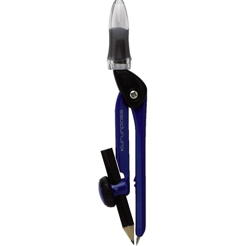 Sonic Kurunpass Pencil Compass with Twist Cap and Short Safety Needle, Centre-Mechanism Head, School Type SK-753-K Navy or SK-744-B Blue and Green, Case 160 x 50 x 25 mm