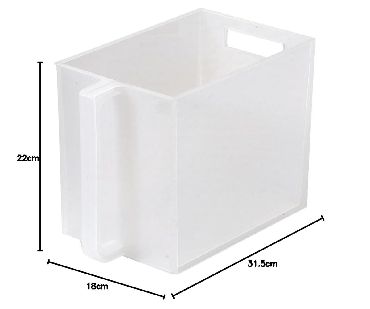 Pearl Metal Cabistar Hanging Cabinet Stocker 7.2 L, Stackable Open Polypropylene Bin with Handle for Cupboards, 18 x 31.5 x 22 cm, 0.488 kg, Clear or White, Made in Japan