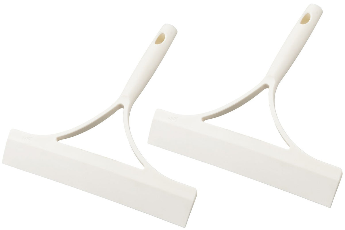 Yamazaki Sangyo Satto Water Squeegee Set of 2, Flexible Blade Bathroom Wiper for Walls, Ceilings and Mirrors, 25 x 23 cm, White