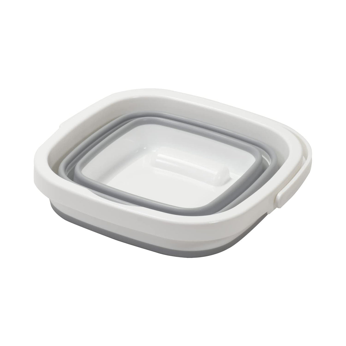 Pearl Metal Folding Bucket Basket, Square Collapsible Bucket of 5.6 L that Folds to 5.5 cm, 26.5 x 27.5 x 20.5 cm and 400 g, White