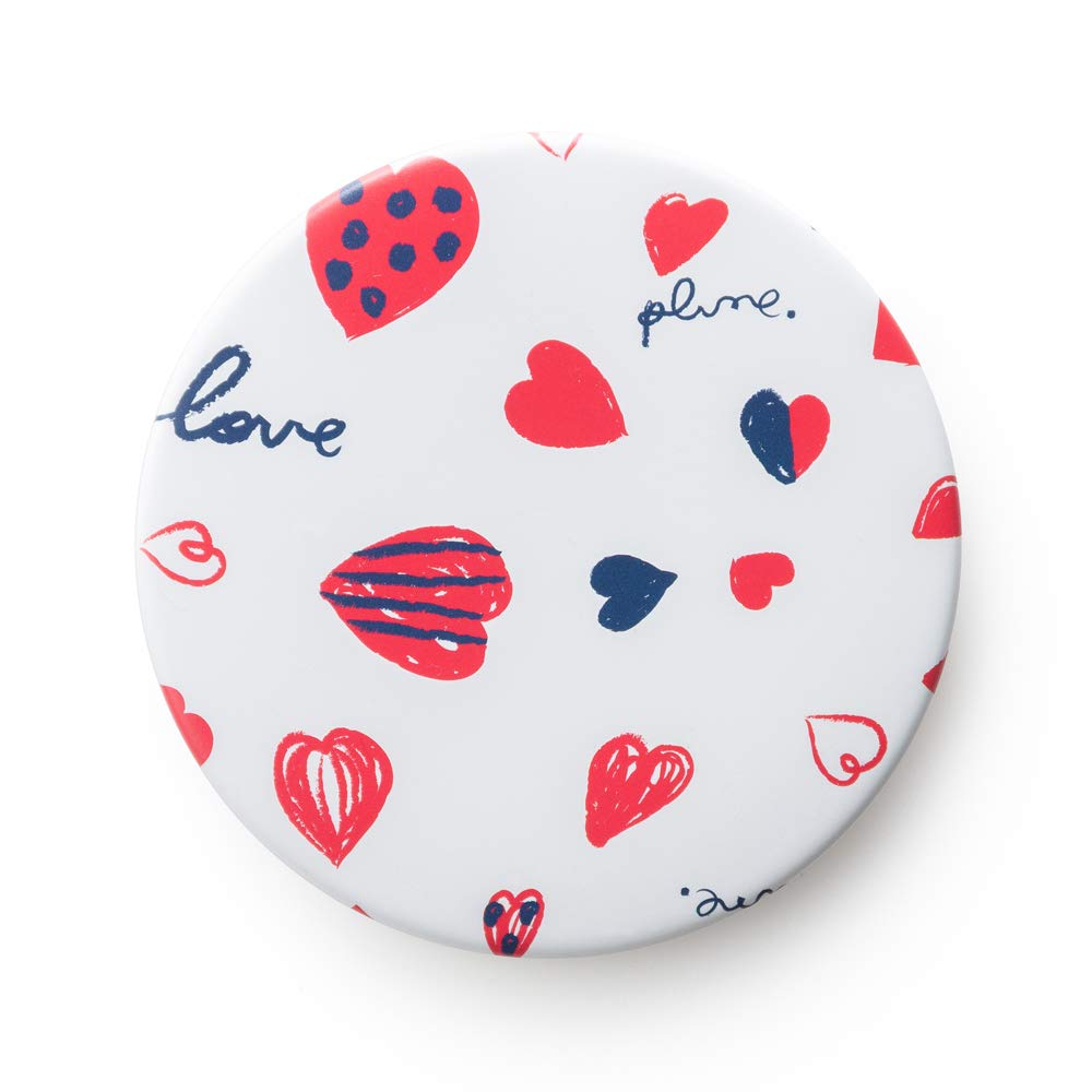 Horiuchi Mirror Plune Compact Hand Mirror, 75 mm Round Pocket Mirror with Patented Napure Colour-True Glass, Lead-Free, 33 g, Six Prints, Made in Japan