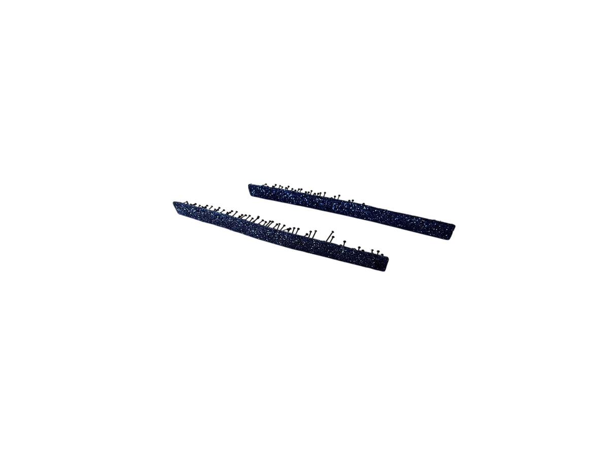 Slim Rectangle No-Crease Hair Clips for Bangs, Set of 2, Made in Japan, Glitter, Faux Leather and Velvet, 74 x 5.8 mm