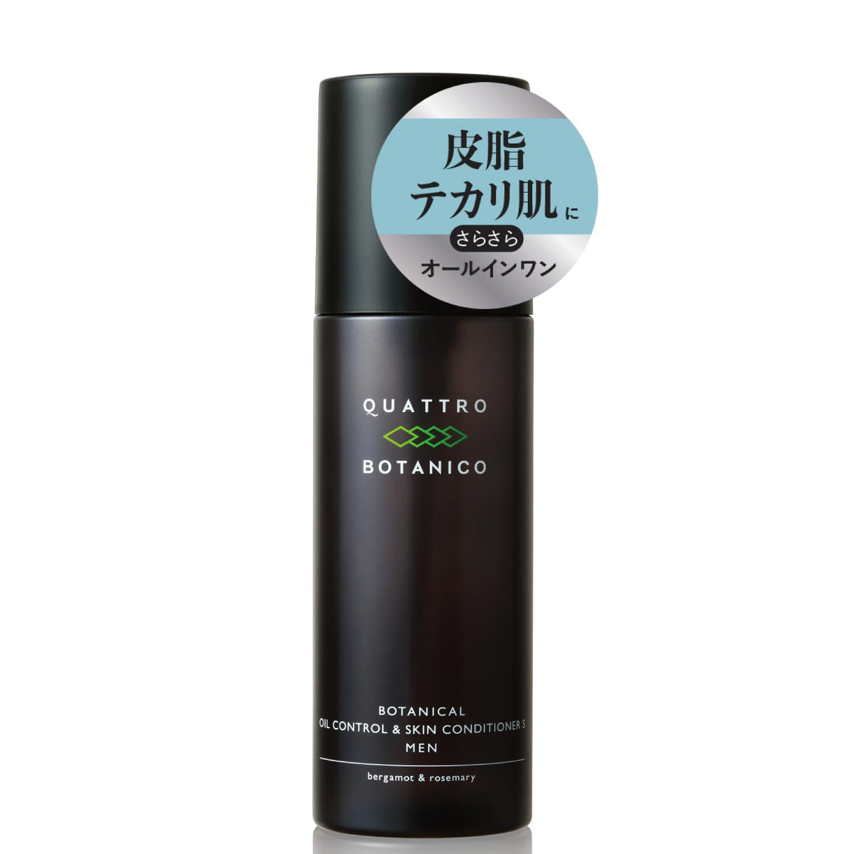 QUATTRO BOTANICO Oil Control and Skin Conditioner S, 150 mL Four-in-One Men's Lotion with Azelaic Acid and Vitamin C Derivatives, Bergamot and Rosemary Scent, Made in Japan