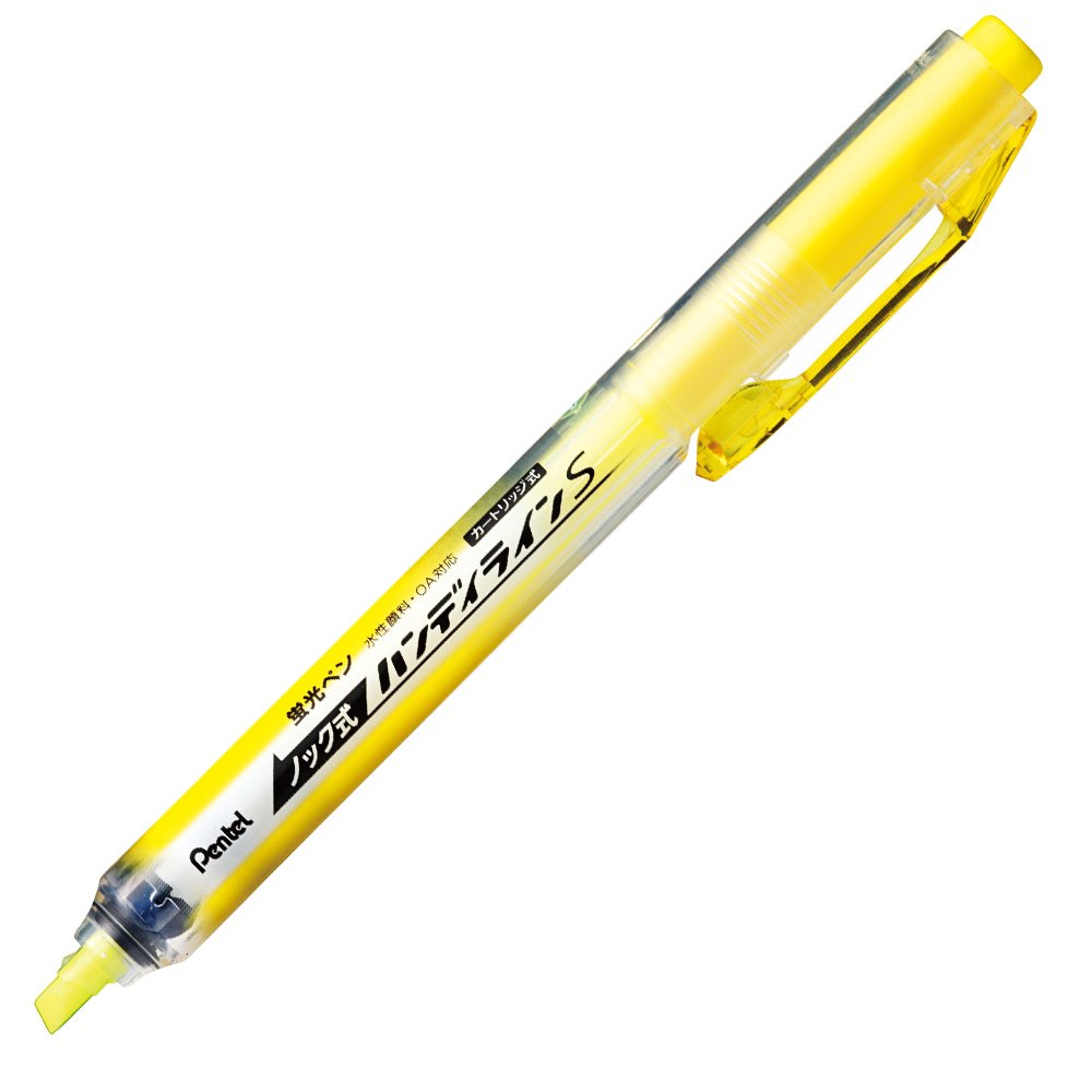 Pentel Handy-Line S Knock Highlighter SXNS15, Cap-Free Fluorescent Marker with Ball Shutter, 145 mm and 29 g, 5-Colour Set or Single Colours in Packs of 5 or 10