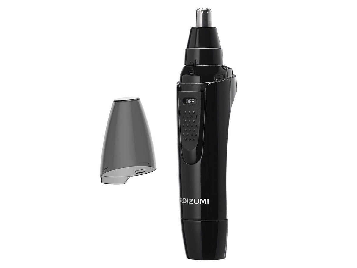 Koizumi KMC-0370/K Nose Etiquette Trimmer, Battery-Powered Nose Hair Trimmer with Light and Washable Attachment, Black